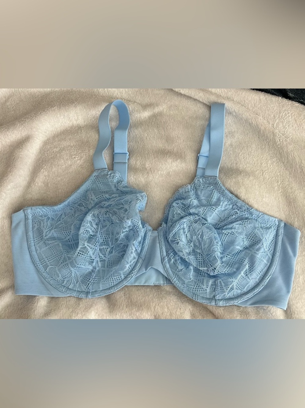 NWOT All Worthy Powder Blue Lace Underwire Bra with Adjustable Straps